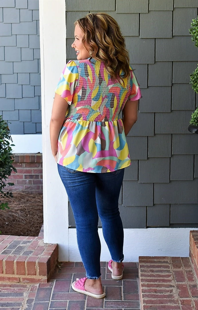 Hailey & Co - ST6631 - 7222 Ease Into It Print Top - Multi TOPS