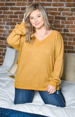 HeySon - HT1292PD - 113020 Burn It Up Oversized Sweater - Mustard