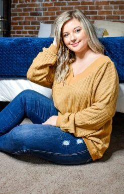 HeySon - HT1292PD - 113020 Burn It Up Oversized Sweater - Mustard