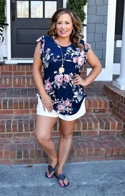 Heimish - BL-ST1596-41 - 32522 TOPS Gentle Blooms Floral Top - Navy