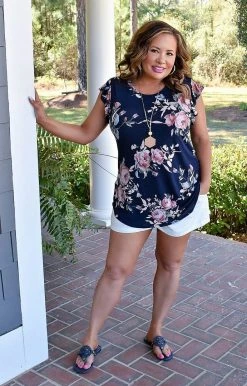 Heimish - BL-ST1596-41 - 32522 TOPS Gentle Blooms Floral Top - Navy