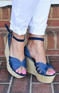 Impexsa Corp - MORA-39 - 4722 Watch Her Move Wedge - Navy SHOES