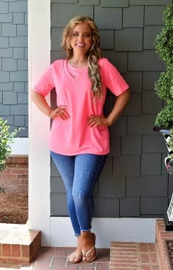 Heimish - BL-ST1879-11 - 42722 Happy To See You Top - Hot Pink TOPS