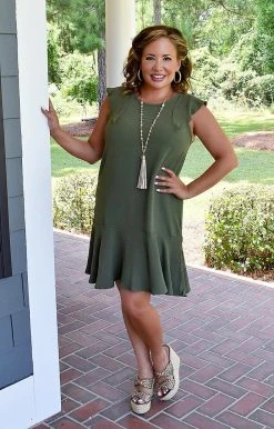 Vision - D993PP - 62122 DRESSES Unlikely Friends Dress - Olive