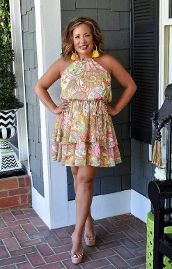 Flying Tomato - ID18892-PP - 7522 DRESSES Something Good Print Dress - Ivory/Multi