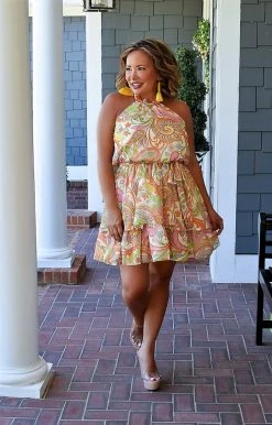 Flying Tomato - ID18892-PP - 7522 DRESSES Something Good Print Dress - Ivory/Multi