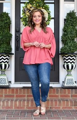 143 Story - TM7516A-PP - 2622 At My Best Top - Rose TOPS