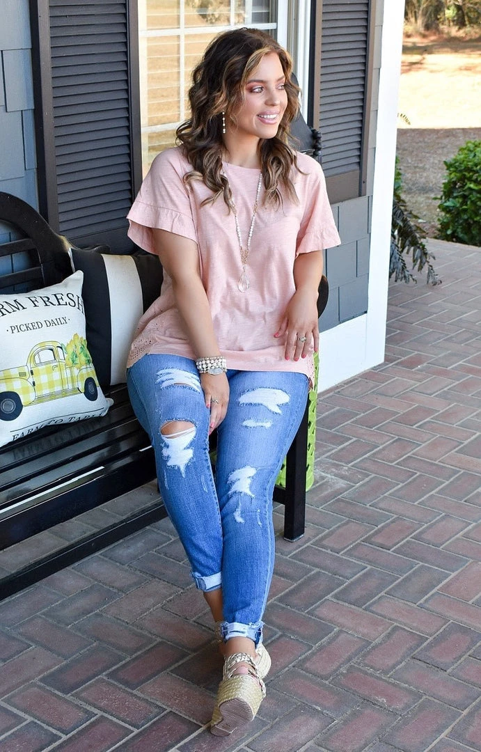 Cotton Bleu - 62777-1 - 21522 Take My Advice Eyelet Top - Peach