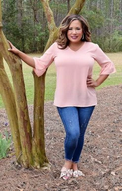 Heimish - BL-ST2306S - 31722 Look Your Way Top - Peach TOPS