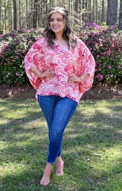 Andree - T10012-1 - 32322 TOPS Figure You Out Oversized Print Top - Pink