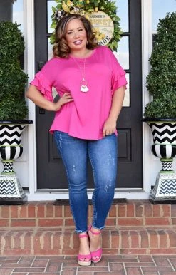 Heimish - BL-ST1011S - 2522 Forgive Me Not Top - Fuchsia TOPS