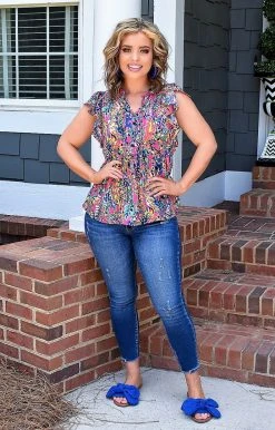 Hailey & Co - GST6681 - 7122 TOPS Daily Reminder Print Top - Multi