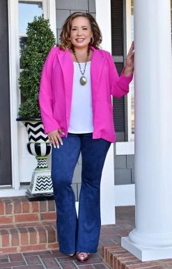 TCEC - CJ6268 - 1622 Willing To Work Blazer - Magenta TOPS