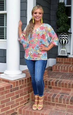 First Love - T11834 - 71222 Feeling The Love Floral Top - Multi TOPS