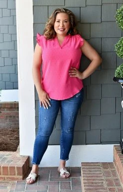 Staccato - 18610-PP - 3322 Delighted By You Swiss Dot Top - Fuchsia