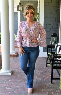 White Birch - T23564XL - 52222 By The Book Floral Top - Pink