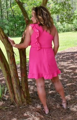 143 Story - DM8890 - 71522 DRESSES Only Good Days Dress - Hot Pink