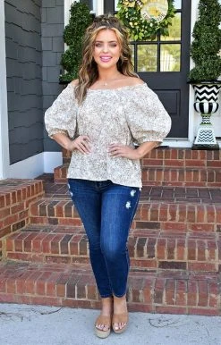 ODDI - IT14703 - 4822 Quick Decisions Floral Top - Peach TOPS