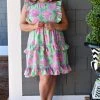 Staccato - 71436A-PP - 22522 Be Mine Forever Floral Dress - Green/Pink DRESSES