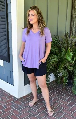 Heimish - BL-ST1644S - 4522 Back For You Top - Lavender TOPS