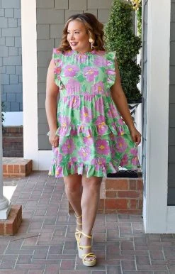 Staccato - 71436A-PP - 22522 Be Mine Forever Floral Dress - Green/Pink DRESSES