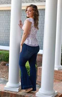 Peach Love - IT43103-01 - 2422 Let's Chat Floral Top - Lavender TOPS