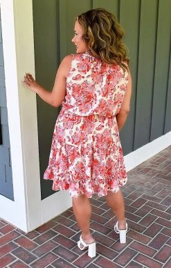 Hailey & Co - SD3317D - 7622 Sweet Treat Floral Dress - Coral DRESSES