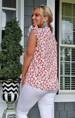 Staccato - 18707PP - 7822 Positive Mindset Floral Top - Red TOPS