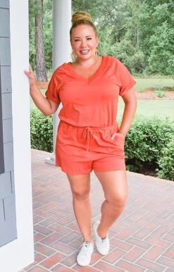 Main Strip - LR70885(X) - 8521 Casual Encounter Romper - Rust