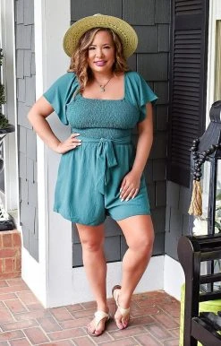 ODDI - IP14667 - 4822 Escape The Crowd Romper - Dark Jade