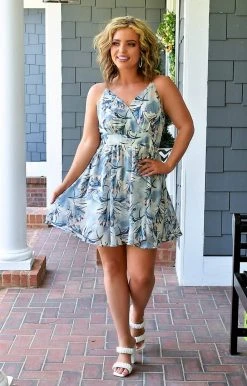 Hailey & Co - ID20078 - 63022 It's A Dream Print Dress - Blue
