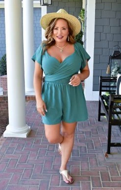 ODDI - IP14667 - 4822 Escape The Crowd Romper - Dark Jade