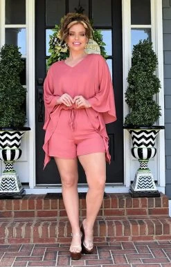 Heimish - BL-WP1022V - 41222 Bold Beauty Romper - Mauve