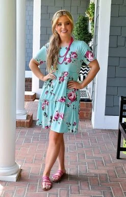 Heimish - ST1197-16 - 71322 Always My Favorite Floral Dress - Mint DRESSES
