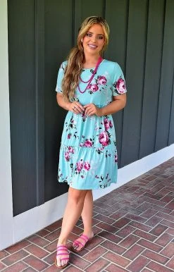 Heimish - ST1197-16 - 71322 Always My Favorite Floral Dress - Mint DRESSES