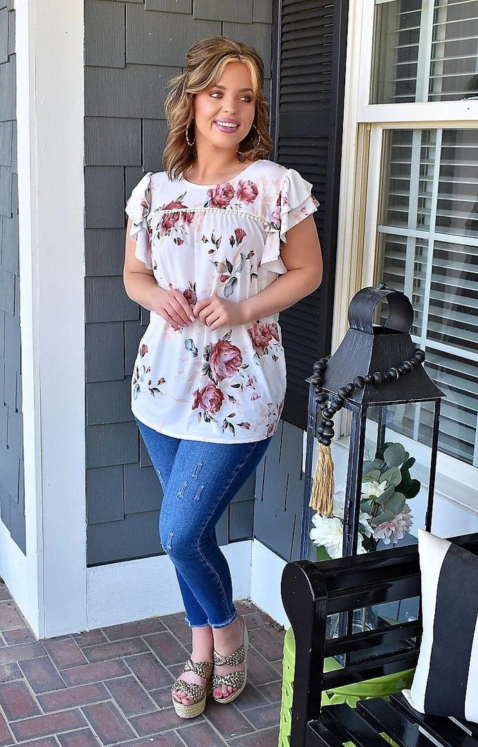 Heimish - BL-ET6109-20 - 3222 TOPS We Are Good Floral Top - Ivory