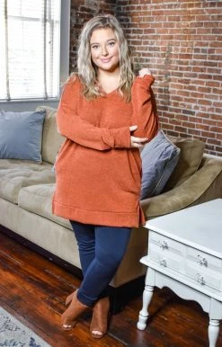 Heimish - BL-ST1335S - 121520 Burning Questions Sweater - Rust Sweaters