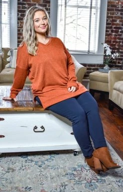 Heimish - BL-ST1335S - 121520 Burning Questions Sweater - Rust Sweaters