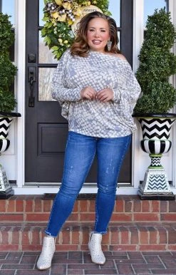 ODDI - T64491 - 11822 TOPS Everything And More Print Top - Denim Blue