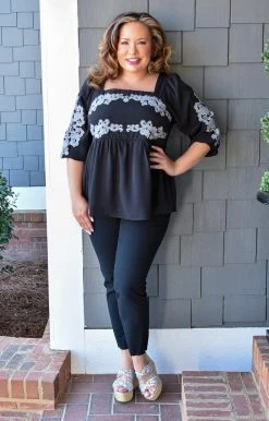 Andree - 19659-PP - 21422 Divine Intervention Embroidered Top - Black