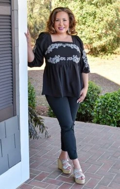 Andree - 19659-PP - 21422 Divine Intervention Embroidered Top - Black