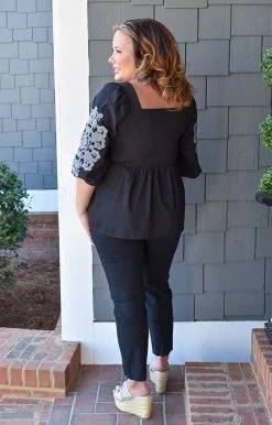 Andree - 19659-PP - 21422 Divine Intervention Embroidered Top - Black
