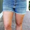 Sneak Peek - SP-S7286MD - 51822 BOTTOMS Wonder Often High Waist Distressed Denim Shorts