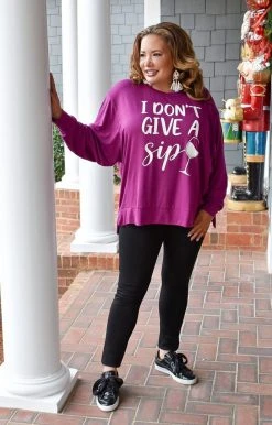 Sew In Love - ET928-13RS - 121121 Graphic Tees I Don't Give A Sip Graphic Top