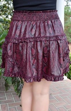 TCEC - CS3453 - 21722 Set The Occasion Snake Print Skirt - Wine