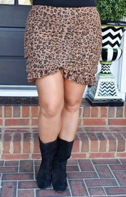 TCEC - CS3441 - 2222 Without Care Leopard Skirt - Brown BOTTOMS