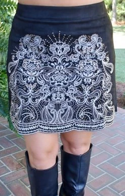 Andree - 64277-PP - 102821 BOTTOMS Meet Me There Embroidered Skirt - Black