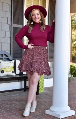 ODDI - IS13456 - 12022 Make A Decision Print Skirt - Wine