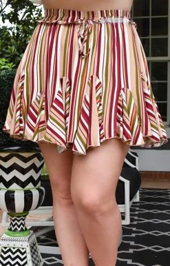 Main Strip - LP80433 - 8621 Wild Inside Striped Skort - Multi