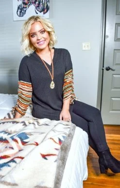 HeySon - HD1302PD - 102620 Well Versed Print Sweater - Black Sweaters